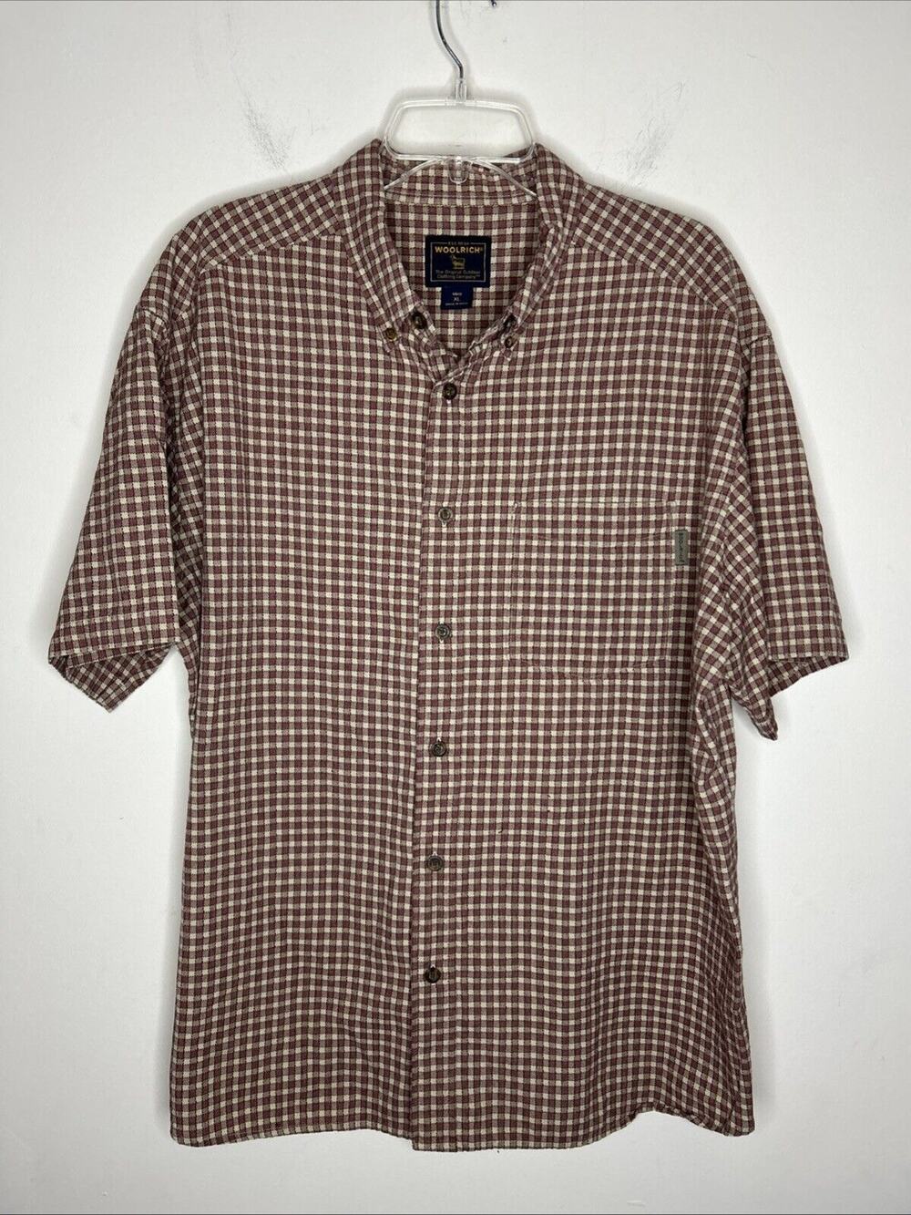 Woolrich Men’s Button Up Checkered Shirt XL CmShort Sleeve Outdoor Gorpcore